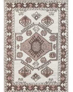 New Beliani Tappeto TOMARZA Multicolore Lana Marrone Rosa Multicolore