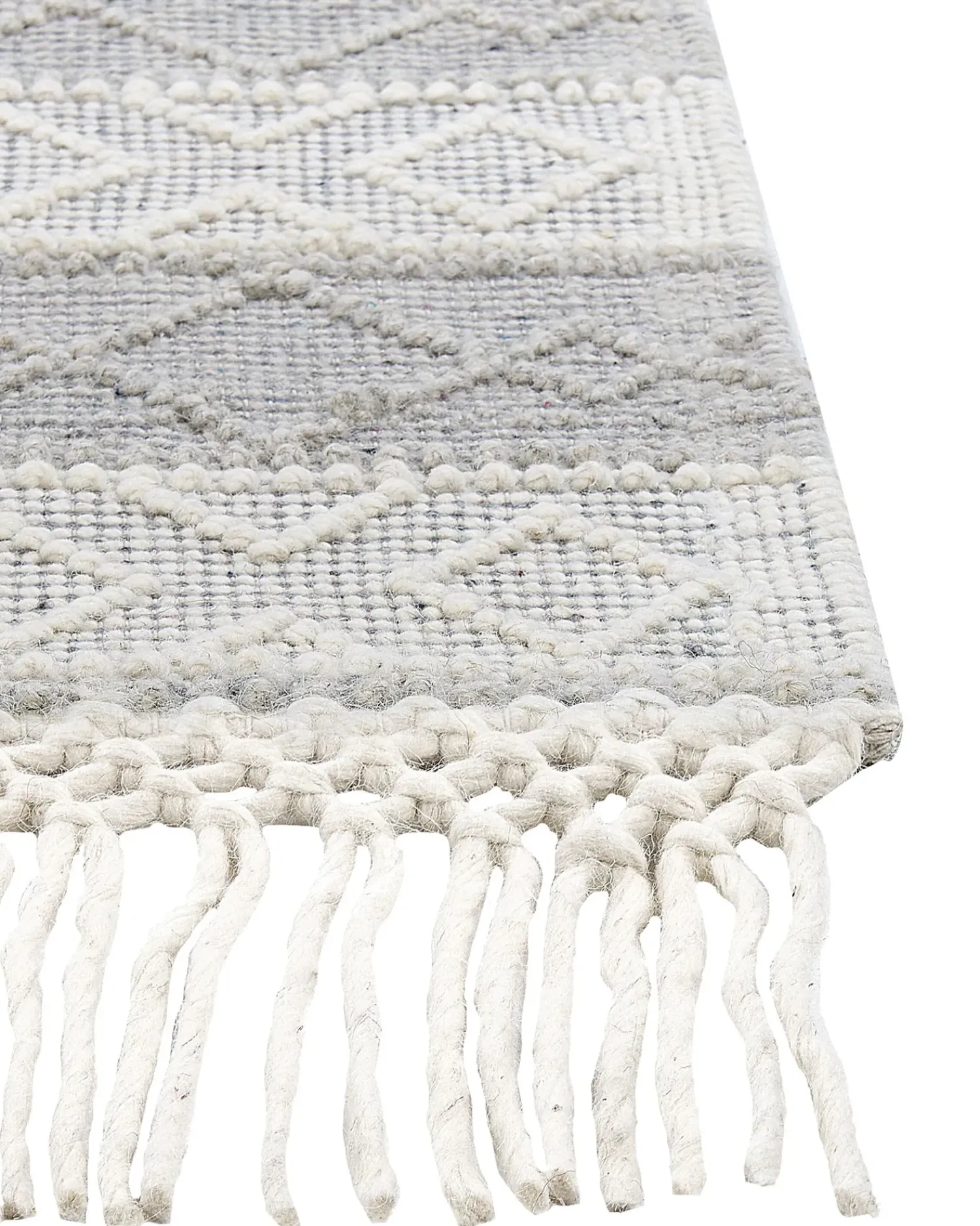 Online Beliani Tappeto TONYA Grigio 160 x 230 cm Lana Bianco Grigio