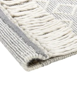 Online Beliani Tappeto TONYA Grigio 160 x 230 cm Lana Bianco Grigio