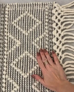 Online Beliani Tappeto TONYA Grigio 160 x 230 cm Lana Bianco Grigio
