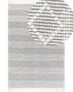 Online Beliani Tappeto TONYA Grigio 160 x 230 cm Lana Bianco Grigio