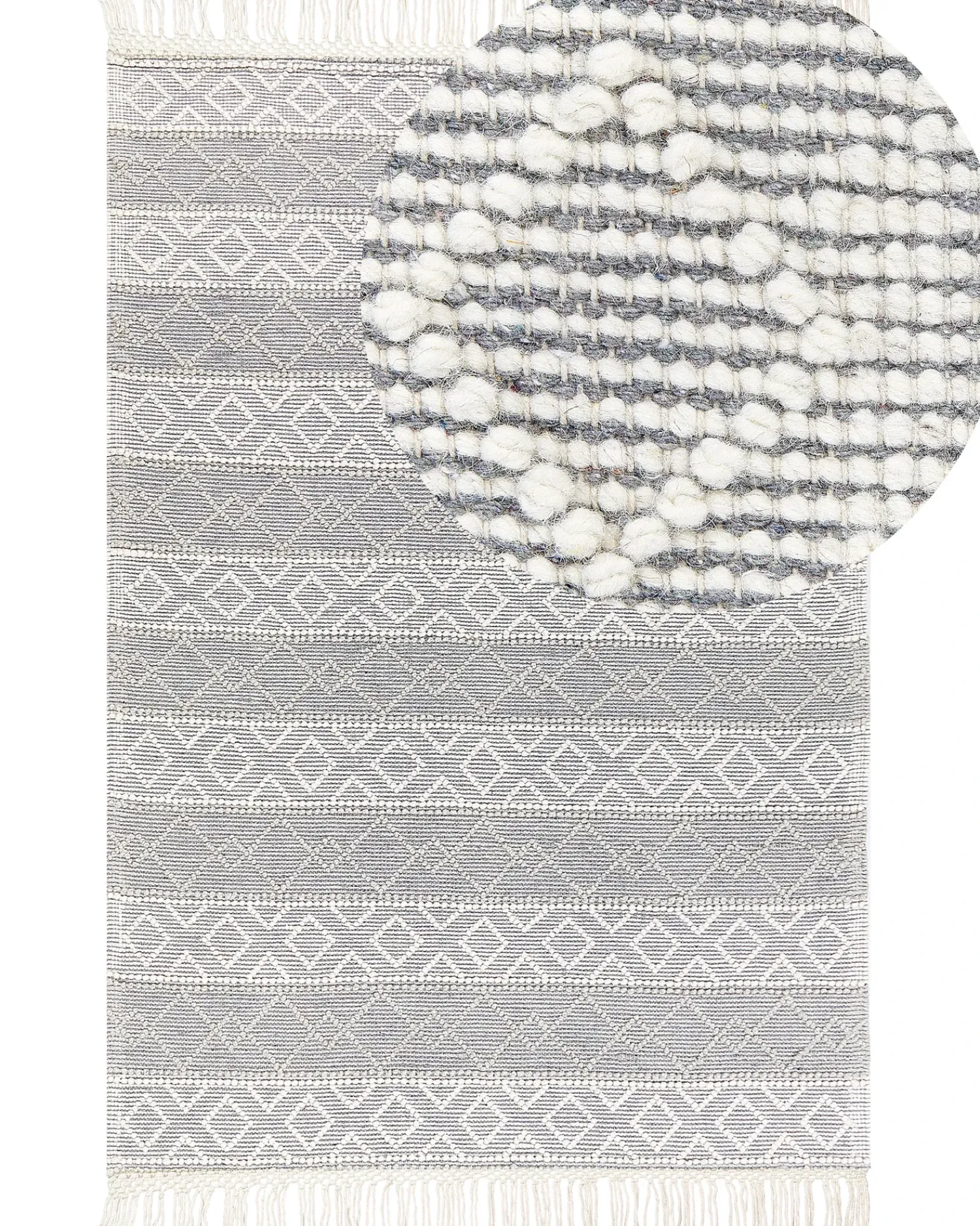 Online Beliani Tappeto TONYA Grigio 160 x 230 cm Lana Bianco Grigio