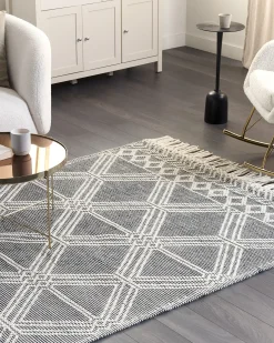 Discount Beliani Tappeto TOPRAKKALE Grigio 160 x 230 cm Lana Bianco Grigio