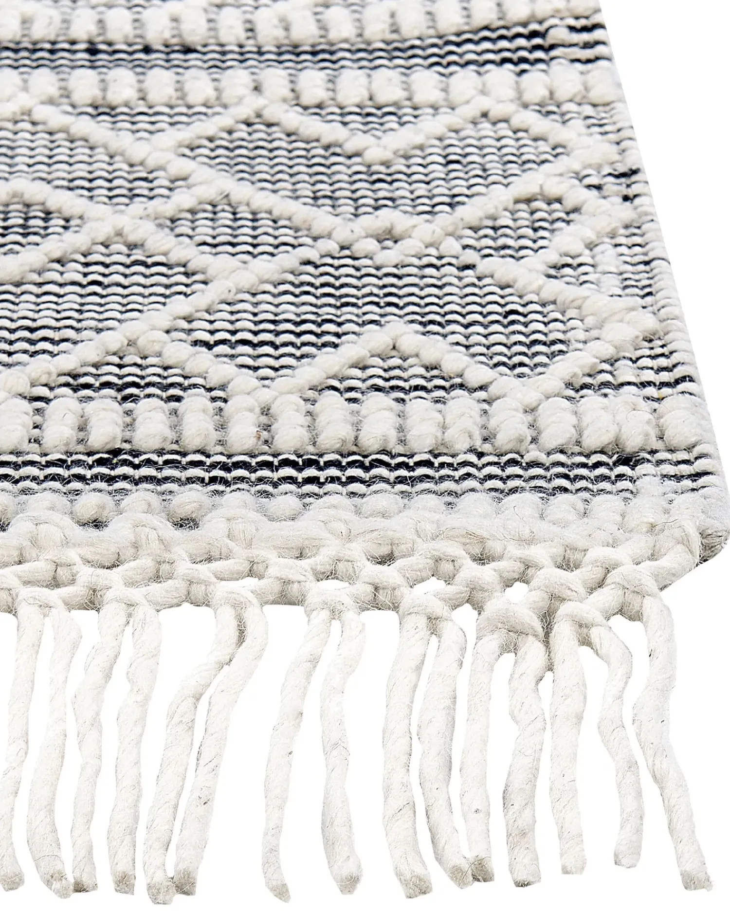 Discount Beliani Tappeto TOPRAKKALE Grigio 160 x 230 cm Lana Bianco Grigio