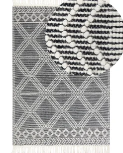 Discount Beliani Tappeto TOPRAKKALE Grigio 160 x 230 cm Lana Bianco Grigio