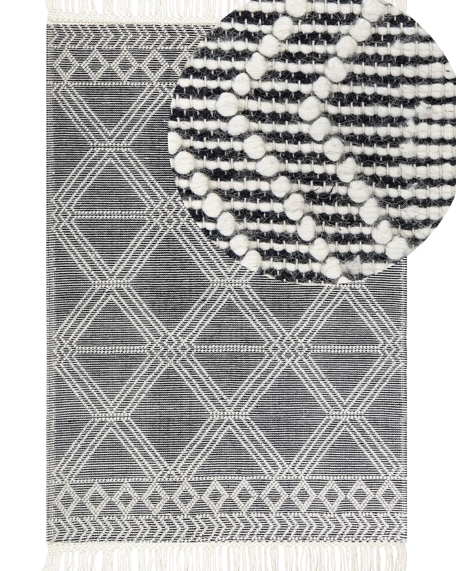 Discount Beliani Tappeto TOPRAKKALE Grigio 160 x 230 cm Lana Bianco Grigio