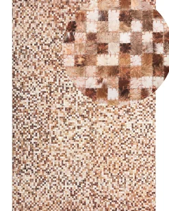 Outlet Beliani Tappeto TORUL Marrone Pelle naturale Beige Marrone