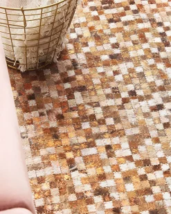 Hot Beliani Tappeto TORUL Marrone Pelle naturale Beige Marrone