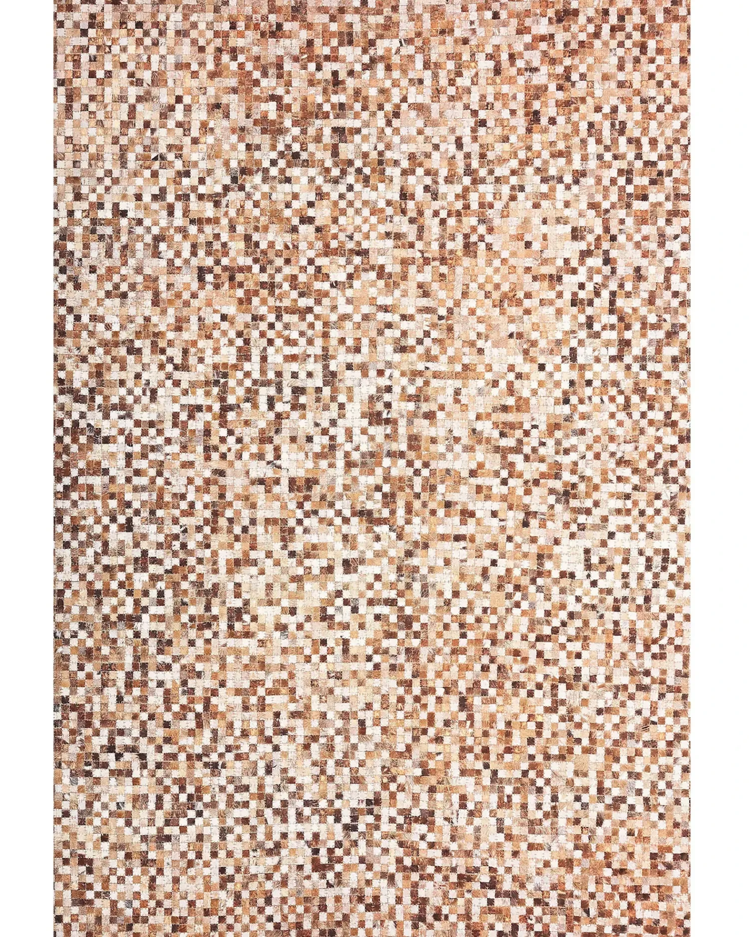 Hot Beliani Tappeto TORUL Marrone Pelle naturale Beige Marrone