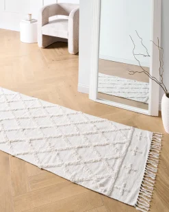 Outlet Beliani Tappeto TOZLU 80 x 230 cm Cotone Beige