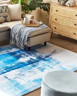 Clearance Beliani Tappeto TRABZON Blu Bianco Blu Nero Multicolore