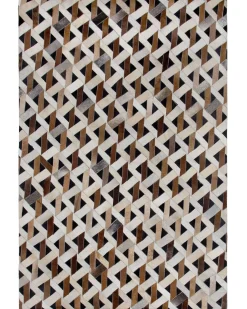 Outlet Beliani Tappeto TUGLU Marrone Pelle naturale Marrone Grigio
