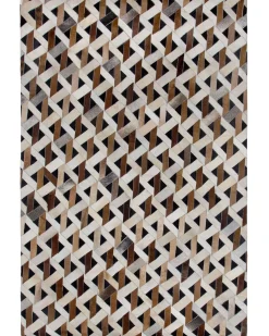 New Beliani Tappeto TUGLU Marrone Pelle naturale Marrone Grigio