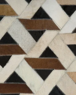 New Beliani Tappeto TUGLU Marrone Pelle naturale Marrone Grigio
