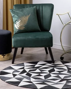 Outlet Beliani Tappeto TURGUTLU Nero ø 140 cm Pelle naturale Bianco Grigio Nero