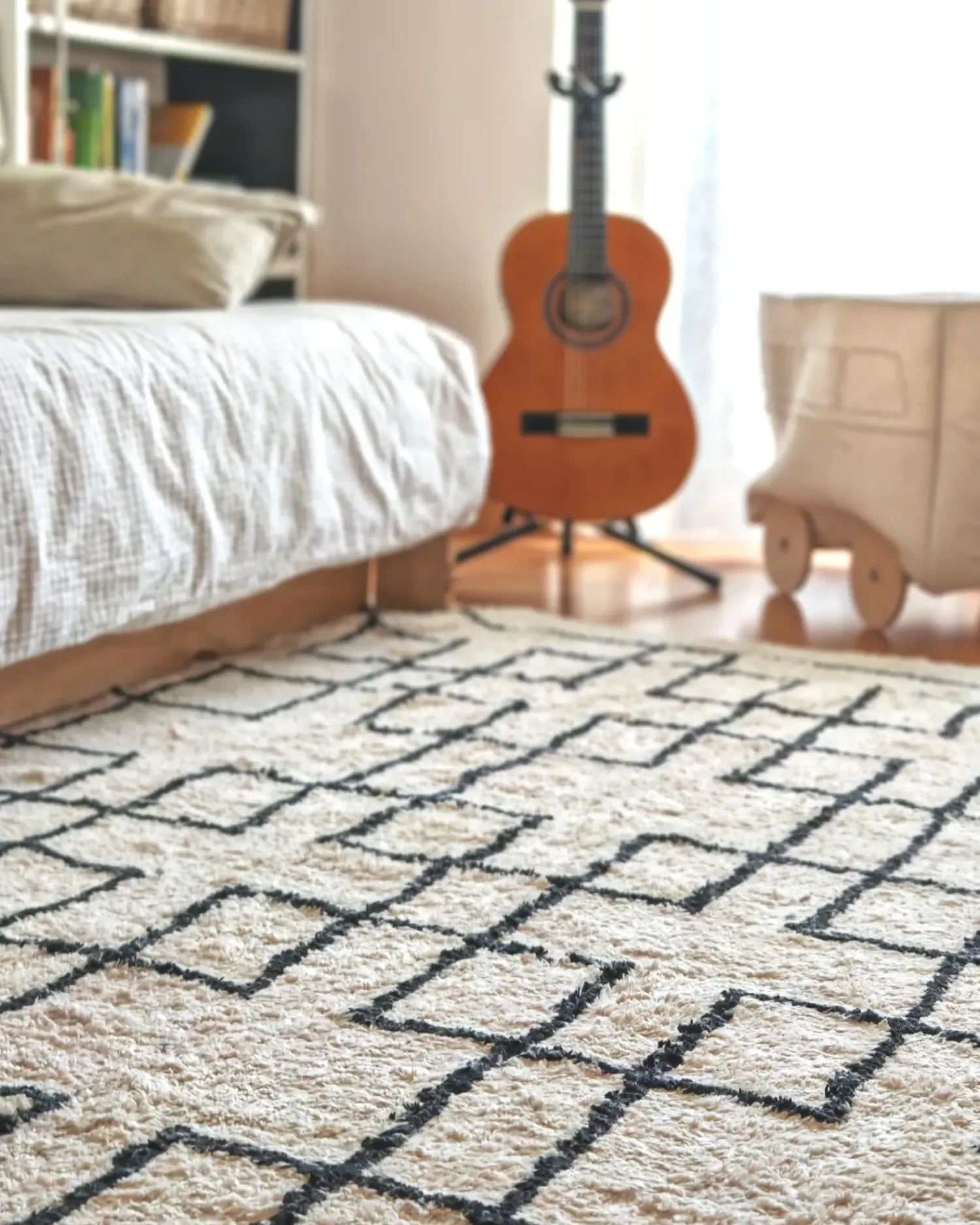 New Beliani Tappeto TURHAL Beige Cotone Beige Nero