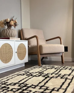 New Beliani Tappeto TURHAL Beige Cotone Beige Nero