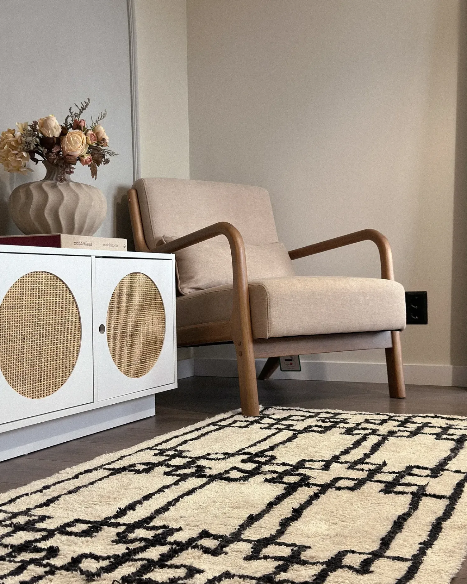 New Beliani Tappeto TURHAL Beige Cotone Beige Nero