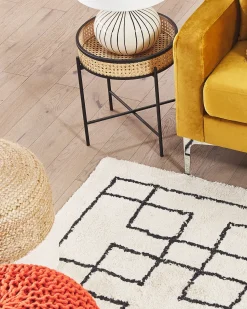 New Beliani Tappeto TURHAL Beige Cotone Beige Nero