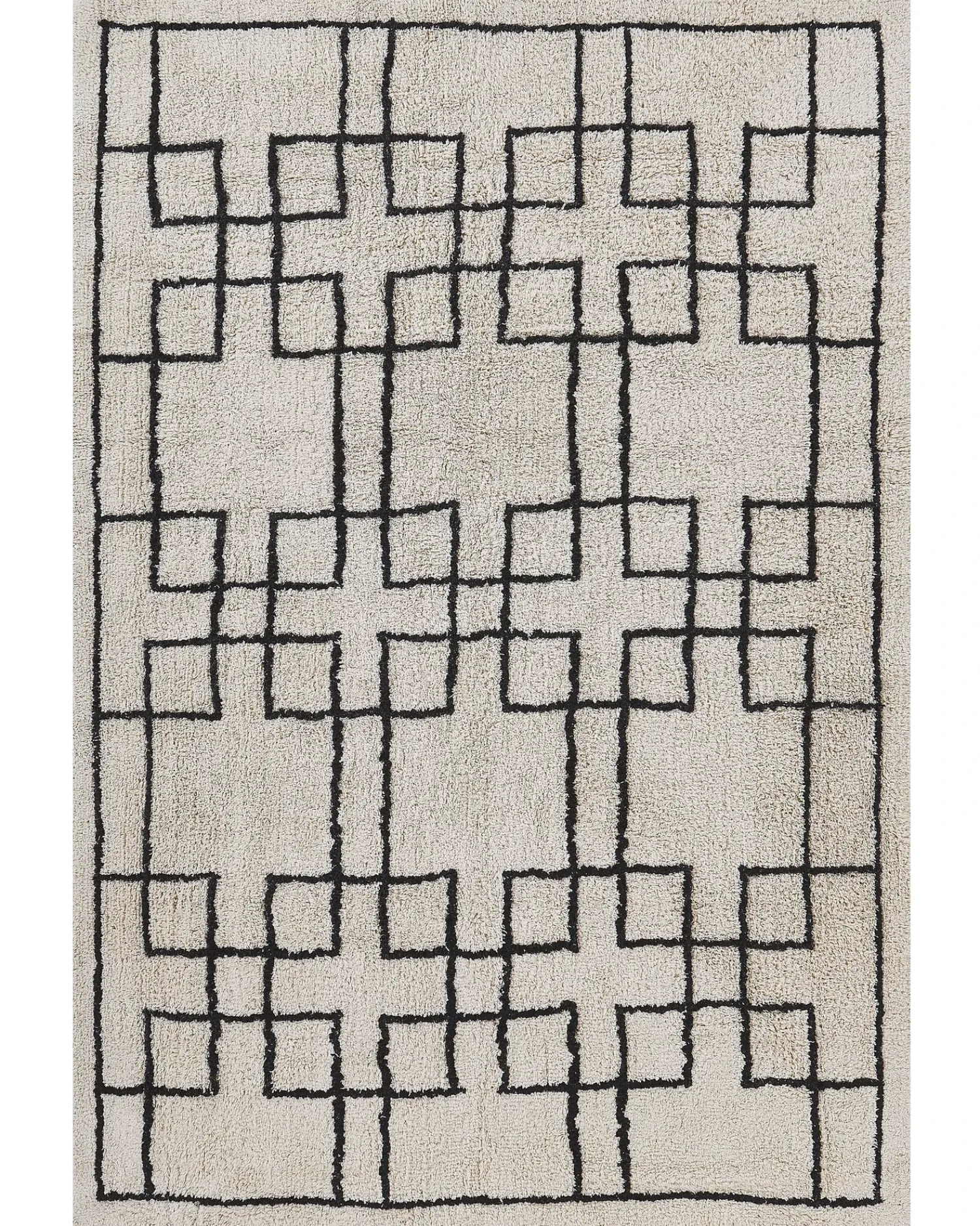New Beliani Tappeto TURHAL Beige Cotone Beige Nero
