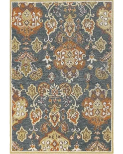 Hot Beliani Tappeto UMURLU Multicolore Lana Arancione Beige Grigio Multicolore
