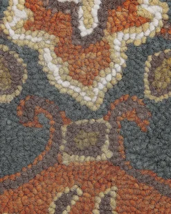 Hot Beliani Tappeto UMURLU Multicolore Lana Arancione Beige Grigio Multicolore
