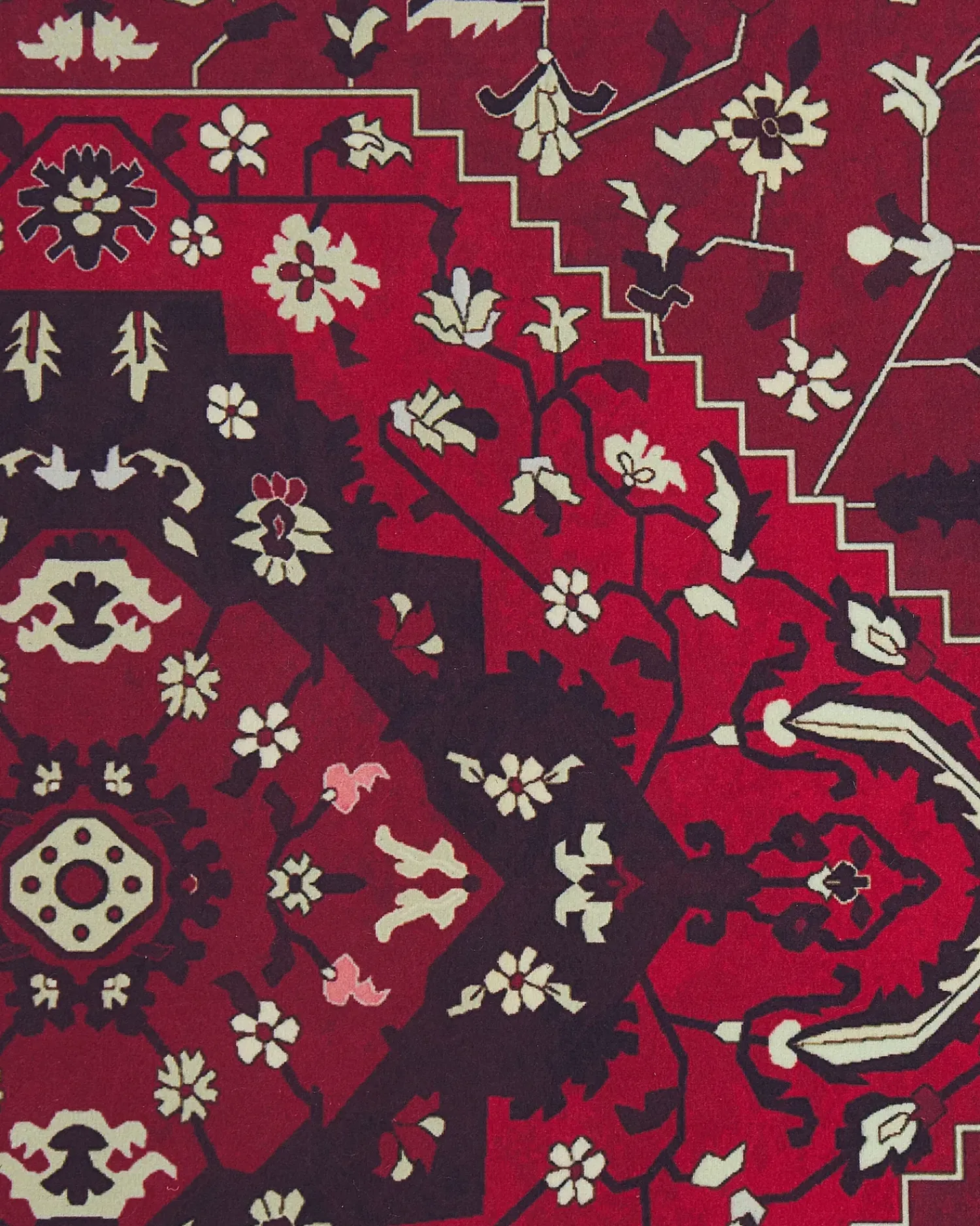 Discount Beliani Tappeto VADKADAM Rosso scuro 80 x 300 cm Bianco Rosso Nero