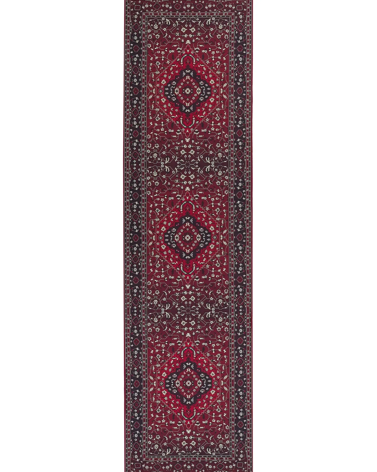 Discount Beliani Tappeto VADKADAM Rosso scuro 80 x 300 cm Bianco Rosso Nero