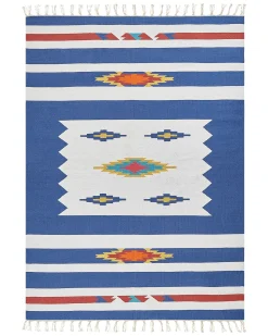 Beliani Tappeto VARSER Multicolore Cotone Kilim Bianco Blu Multicolore Rosso