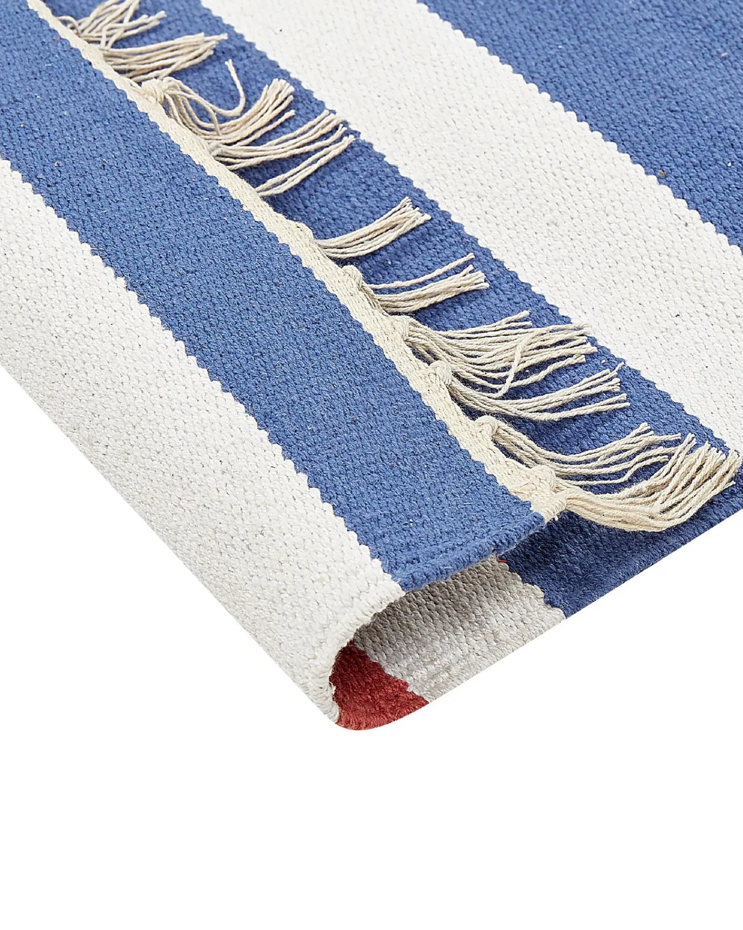 Beliani Tappeto VARSER Multicolore Cotone Kilim Bianco Blu Multicolore Rosso