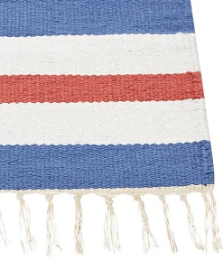 Hot Beliani Tappeto VARSER Multicolore Cotone Kilim Bianco Blu Multicolore Rosso