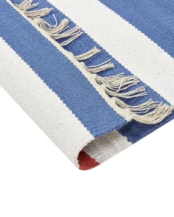 Hot Beliani Tappeto VARSER Multicolore Cotone Kilim Bianco Blu Multicolore Rosso