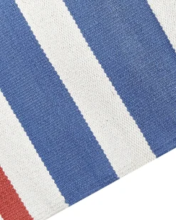 Hot Beliani Tappeto VARSER Multicolore Cotone Kilim Bianco Blu Multicolore Rosso