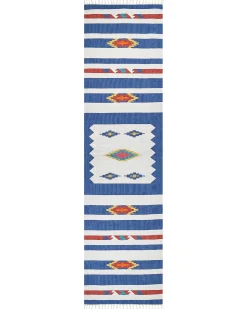 Hot Beliani Tappeto VARSER Multicolore Cotone Kilim Bianco Blu Multicolore Rosso