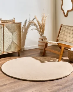 Discount Beliani Tappeto VASCO ø 140 cm Lana Beige