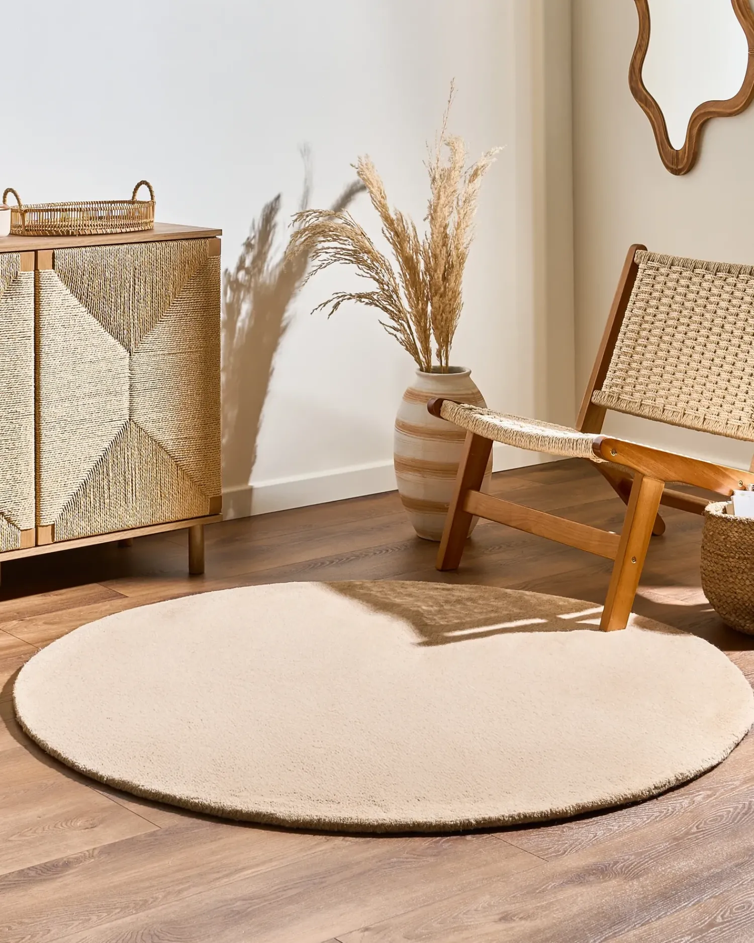 Discount Beliani Tappeto VASCO ø 140 cm Lana Beige