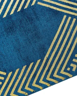 Outlet Beliani Tappeto VEKSE Blu Viscosa Oro Blu