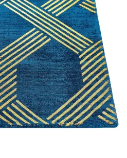 Outlet Beliani Tappeto VEKSE Blu Viscosa Oro Blu