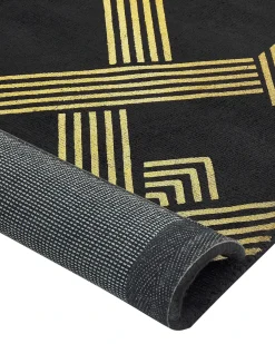 Hot Beliani Tappeto VEKSE Nero 160 x 230 cm Viscosa Oro Nero