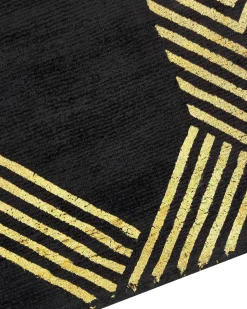 Hot Beliani Tappeto VEKSE Nero 160 x 230 cm Viscosa Oro Nero