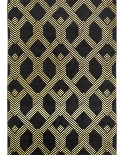 Hot Beliani Tappeto VEKSE Nero 160 x 230 cm Viscosa Oro Nero