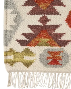 Online Beliani Tappeto VOSKETAP Multicolore 160 x 230 cm Lana Kilim Arancione Blu Marrone Multicolore