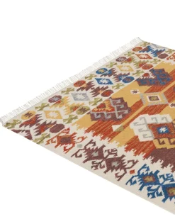 Online Beliani Tappeto VOSKETAP Multicolore 160 x 230 cm Lana Kilim Arancione Blu Marrone Multicolore