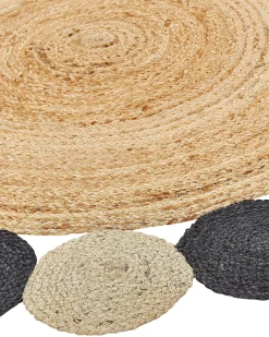 Online Beliani Tappeto VOSTAN Nero ø 140 cm Iuta Naturale Nero