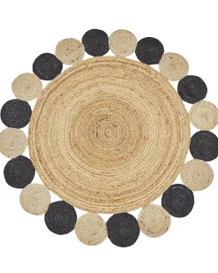 Online Beliani Tappeto VOSTAN Nero ø 140 cm Iuta Naturale Nero