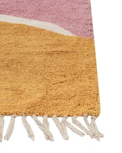 Online Beliani Tappeto XINALI Rosa 140 x 200 cm Cotone Beige Giallo Rosa Rosso