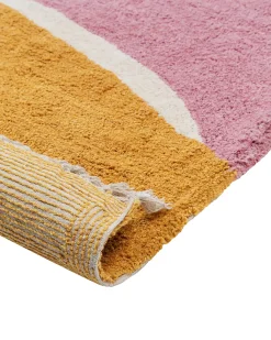 Online Beliani Tappeto XINALI Rosa 140 x 200 cm Cotone Beige Giallo Rosa Rosso