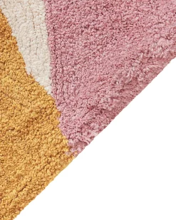 Online Beliani Tappeto XINALI Rosa 140 x 200 cm Cotone Beige Giallo Rosa Rosso