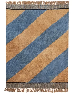 Discount Beliani Tappeto XULUF Blu 140 x 200 cm Cotone Blu Marrone