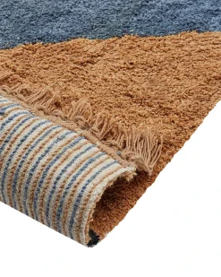 Discount Beliani Tappeto XULUF Blu 140 x 200 cm Cotone Blu Marrone